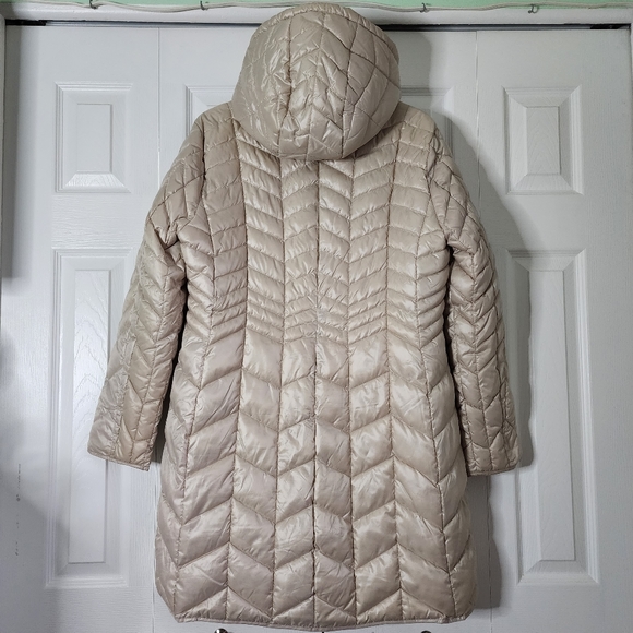 Kenneth Cole New York Hooded Chevron Quilted Puffer Coat Sz L - Picture 10 of 16